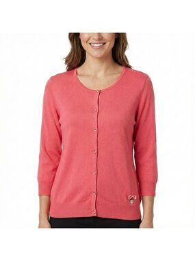 LEO & UGO Coral Button Front Cardi Sz 10